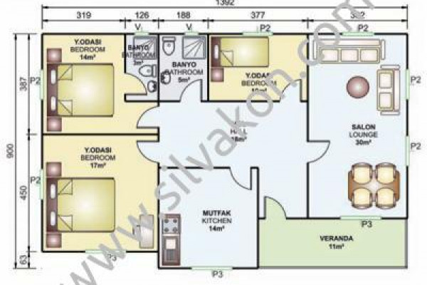 119 m² Tek Katlı Prefabrik Konut  01