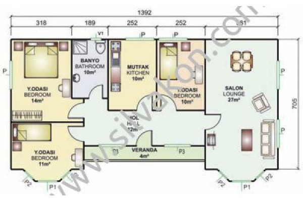 98 m² Tek Katlı Prefabrik Konut  02