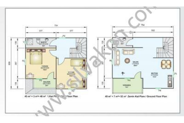 100m² Prefabrik Çift Katlı Ev 02