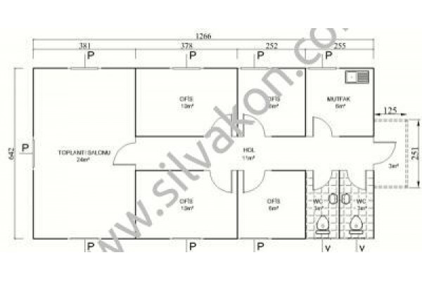 84 m2  Prefabrik Ofisler 03