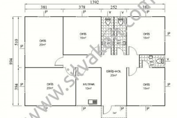 128 m2 Prefabrik Ofis 03