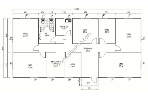 172 m2 Prefabrik Ofis 03