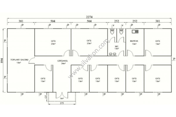 208 m2 Prefabrik ofis 02