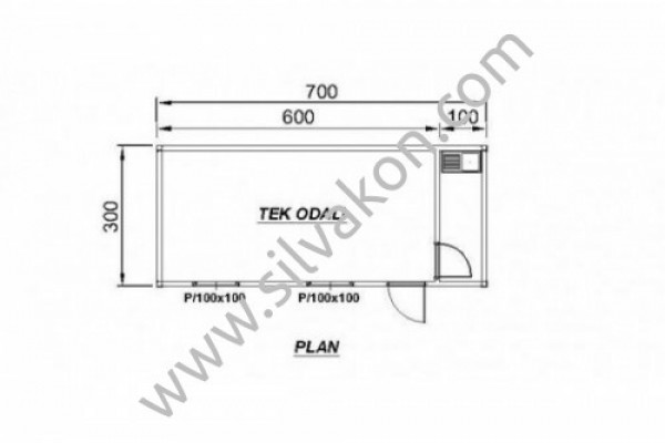 3x7 Tek Oda + Mutfak Prefabrik Ev 01