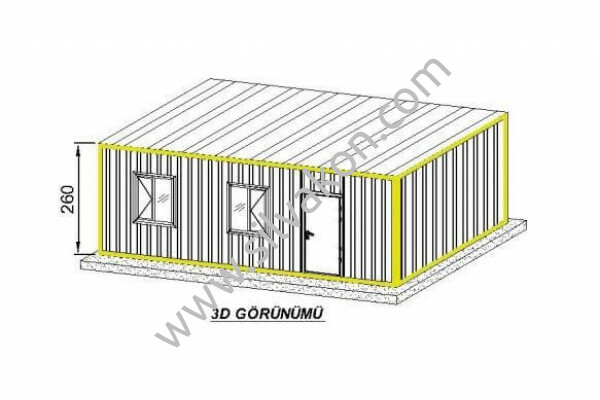 3x7 Tek Oda + WC + Mutfak Prefabrik Ev 01