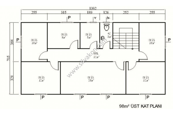 199m² Çift Katlı Prefabrik Ofis 01