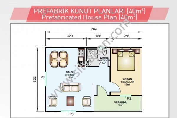 40 m2 Tek Katlı Prefabrik Konut 01