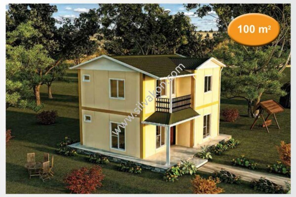 100m² Prefabrik Çift Katlı Ev