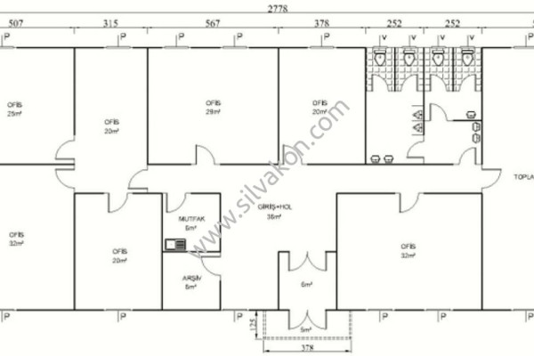 318 m2 Prefabrik Ofis